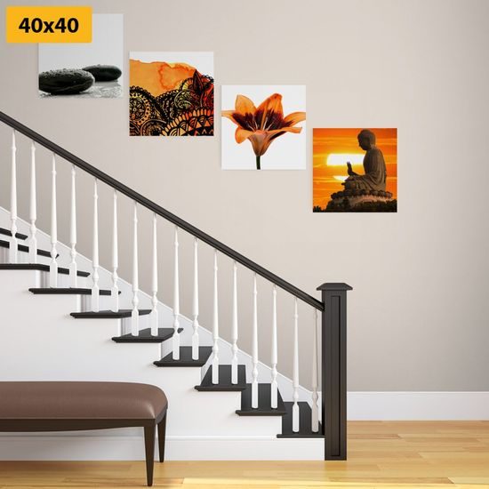 Set obrazů Feng Shui v oranžových barvách