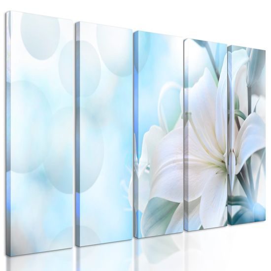 5-dílný obraz sněhobílá lilie