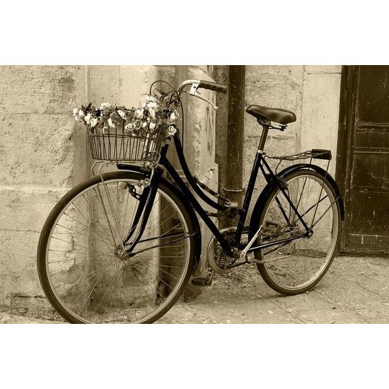 Obraz sépiové kolo v Italském městečku