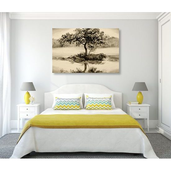 Obraz samotná třešeň v sépiovém provedení