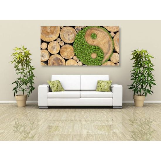 Obraz symbol Jin a Jang ukrytý ve pařezech