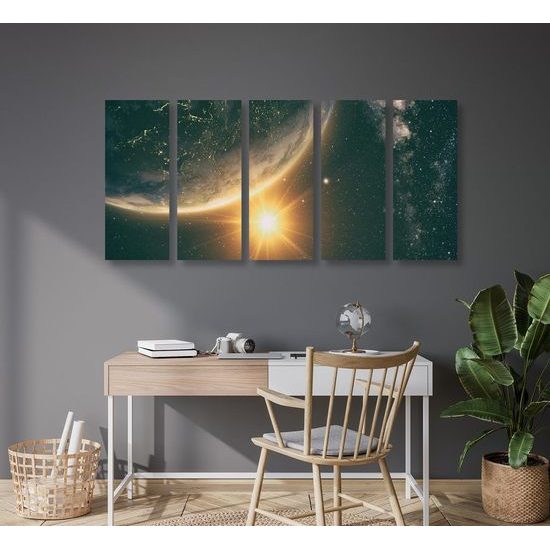 5-dílný obraz planeta země z vesmírné stanice