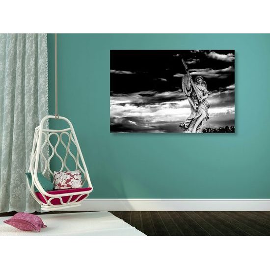 Obraz majestátní anděl na obloze v černobílém provedení