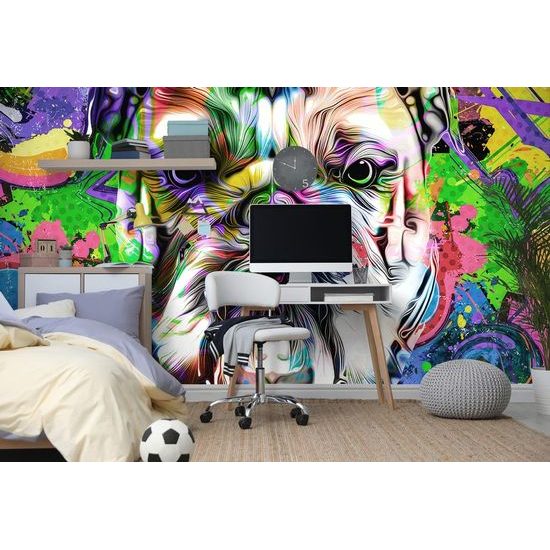 Tapeta buldok v pop art provedení