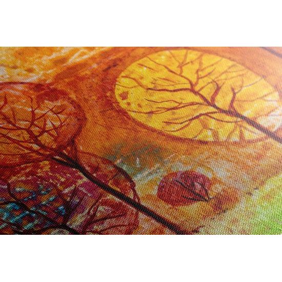 Obraz neobvyklé stromy v odstínech oranžové