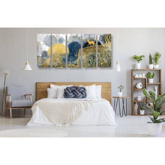 5-dílný obraz abstrakce přírody