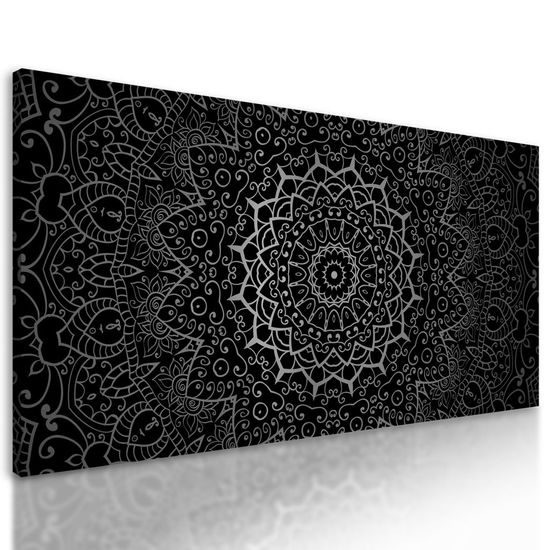 Obraz elegantní Mandala v černobílém provedení