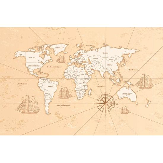 Samolepící tapeta béžová mapa světa pro dobrodruhy