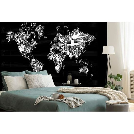 Samolepící tapeta mapa světa s hudebním motivem