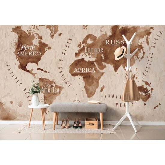 Tapeta stará mapa světa v sépiovém provedení