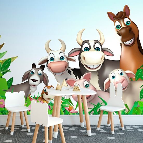 Samolepící tapeta veselá farmářská zvířátka