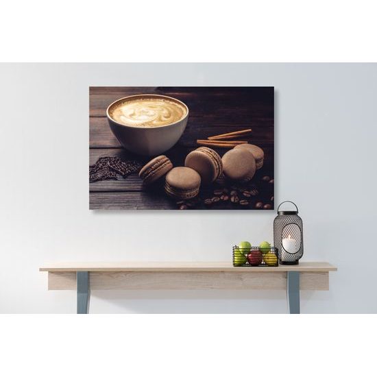 Obraz cappuccino s makronky