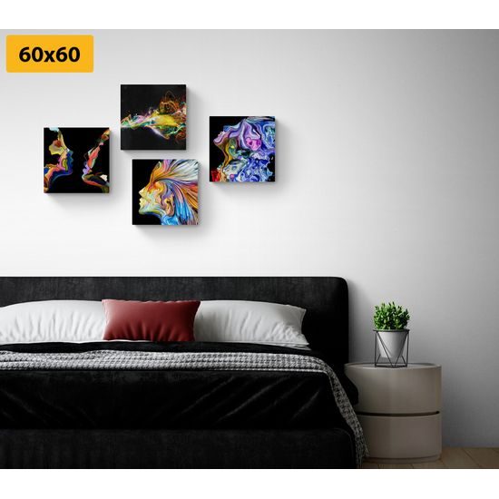 Set obrazů výbuch barev na černém pozadí