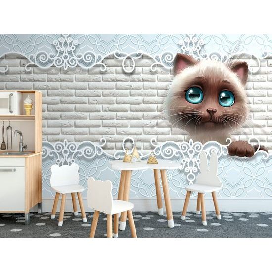 Samolepící tapeta hlava koťata na zajímavém pozadí