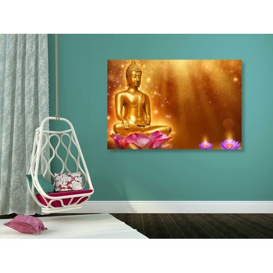 Obraz Buddha u lotosových květin