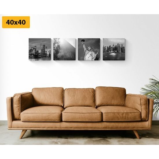 Set obrazů pohled na New York v černobílém provedení