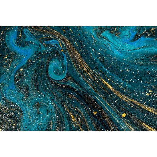 Tapeta smaragdově-zlatá směs barev