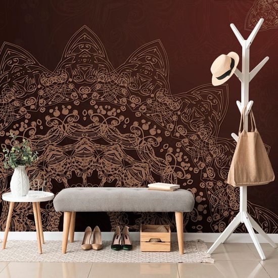 Tapeta přírodní Mandala v hnědém provedení