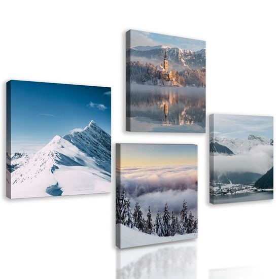 Set obrazů zasněžené vrcholky hor