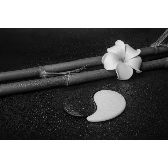 Samolepící fototapeta wellness zátiší s Jing a Jang v černobílém provedení