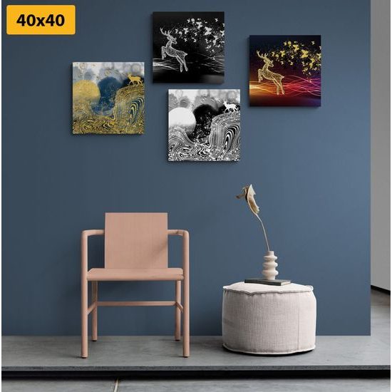 Set obrazů zajímavé jeleny v abstraktním provedení