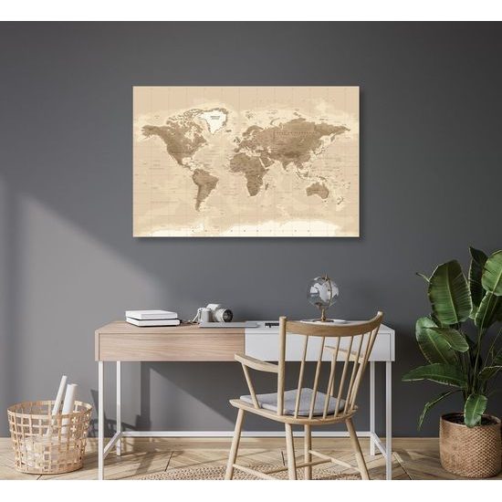 Obraz mapa světa ve vintage provedení