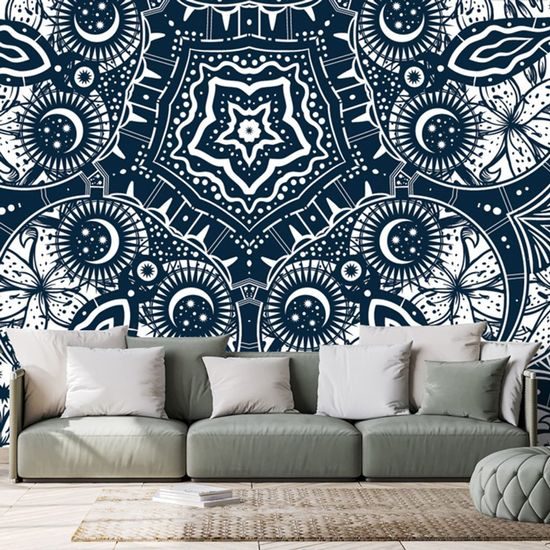 Tapeta umělecká abstrakce v modrém provedení