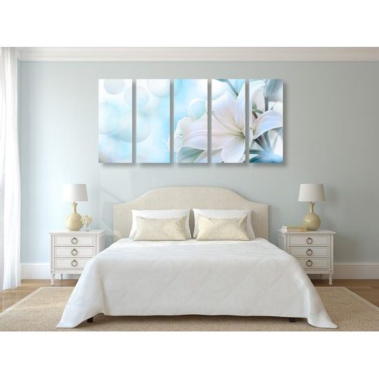 5-dílný obraz sněhobílá lilie