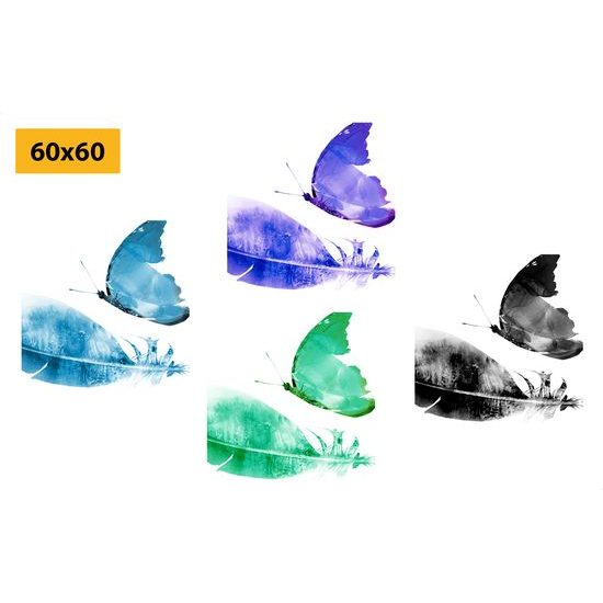 Set obrazů krásné pestrobarevné motýly