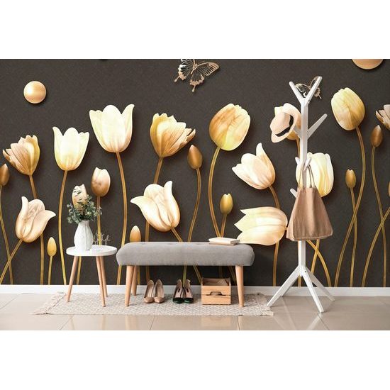 Tapeta tulipány laděné dozlatova