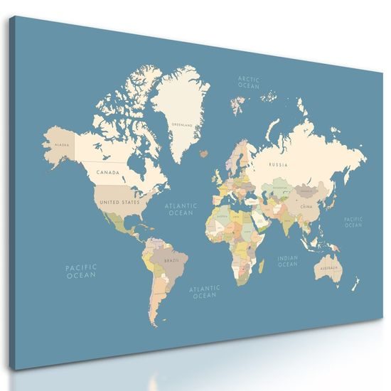 Obraz jednoduchá mapa světa s vintage prvky