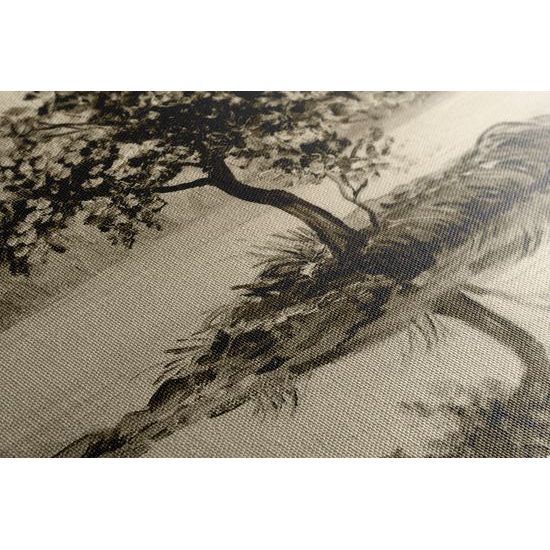 Obraz samotná třešeň v sépiovém provedení