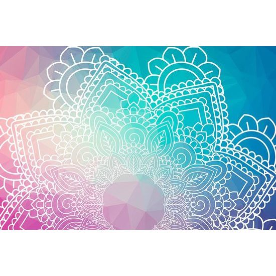 Tapeta bílý vzor Mandaly