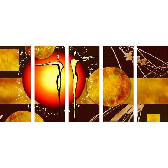 5-dílný obraz abstrakce spřízněných duší