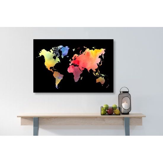 Obraz akvarelová mapa na černém pozadí