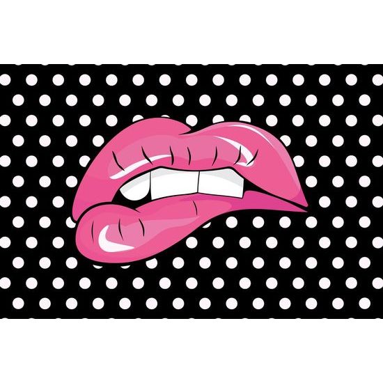 Tapeta růžové rty na tečkovaném pozadí