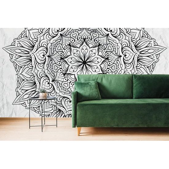 Tapeta jemná abstrakce květu v černobílém provedení