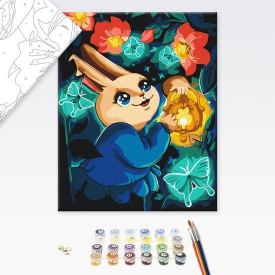 Malování podle čísel pro děti zajíček a kouzelný les