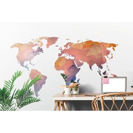 Tapeta oranžová mapa světa tvořená polygony