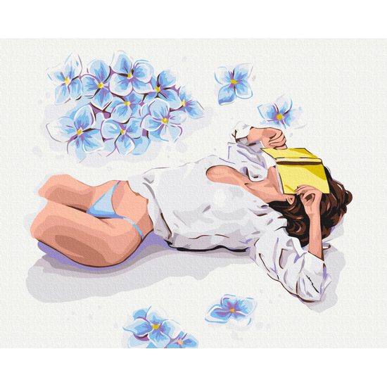 Malování podle čísel žena s knihou vzpomínek