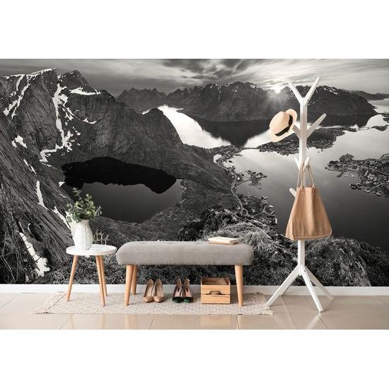 Samolepící fototapeta černobílý pohled na velkolepou horskou krajinu