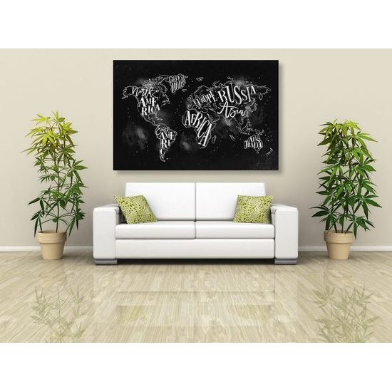 Obraz moderní mapa světa v černobílém provedení