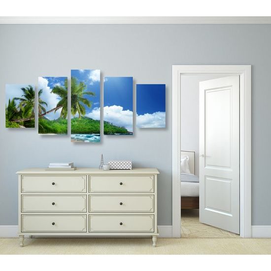 5-dílný obraz nádherné Seychely