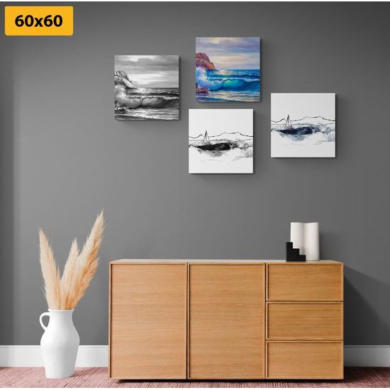 Set obrazů minimalismus v malbách moře