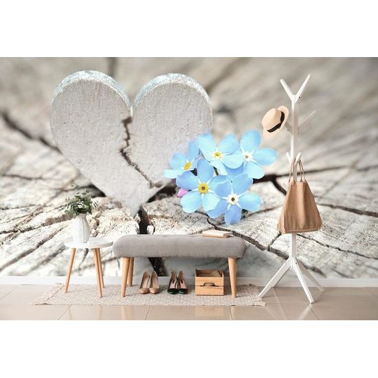 Tapeta malebné srdíčko na pařezu