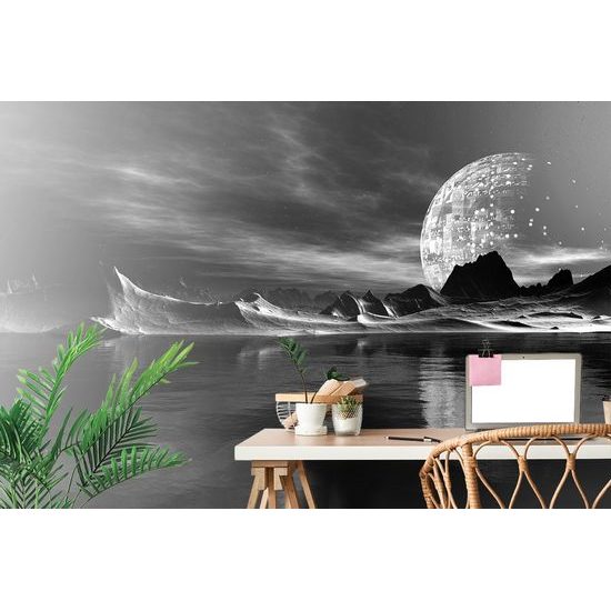 Samolepící tapeta země budoucnosti v černobílém provedení