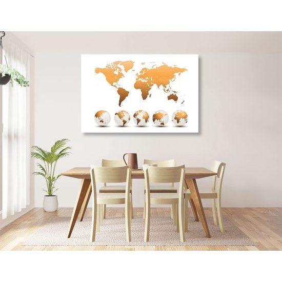 Obraz bronzová mapa světa