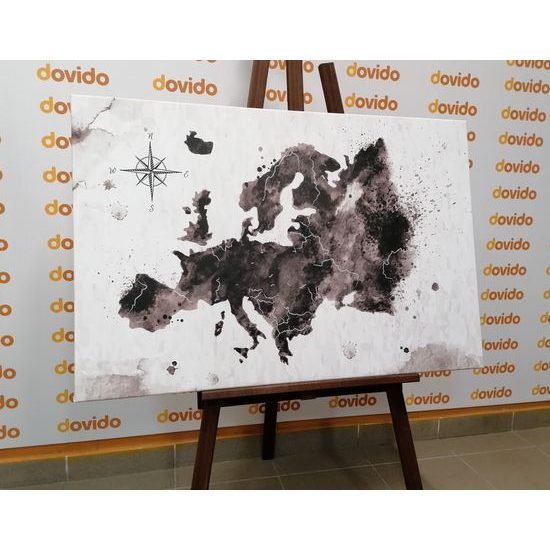 Obraz stará mapa Evropy v černobílém provedení