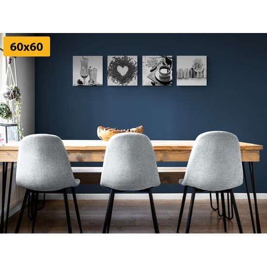 Set obrazů pro milovníky kávy v černobílém provedení