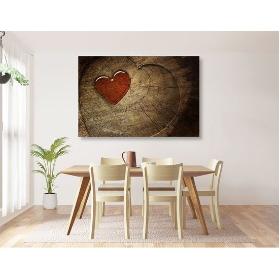 Obraz malebné srdce na pařezu